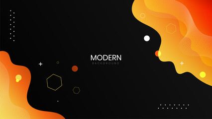 Modern liquid background with orange and black background