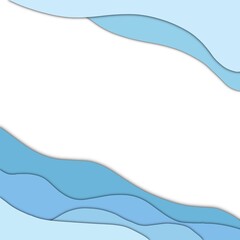 Paper art of blue swirl water.Sea water wave paper cut,water splash with blank space,paper cut and craft style,illustration isolation 