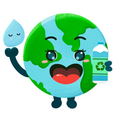 Cute planet earth characters. Planet cartoon emoji collection. Earth Day card vector illustration. World Environment Day