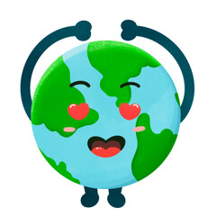 Cute planet earth characters. Planet cartoon emoji collection. Earth Day card vector illustration. World Environment Day