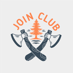 vector illustration.ax and tree.design element for poster,t-shirt,and festival