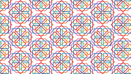colorful ornament pattern suitable for background and wallpaper. Seamless vector pattern. Background texture in geometric ornamental style with different geometrical shapes of multiple colors.