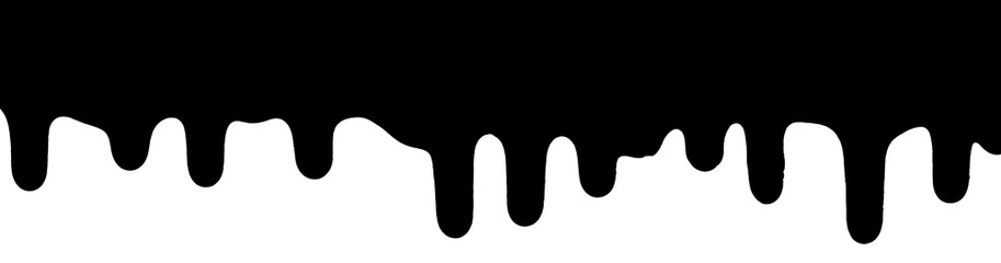 Dripping black stains isolated on white background. Flowing black stains, splashes and drips. Trail and drips black stains close up. abstract illustration