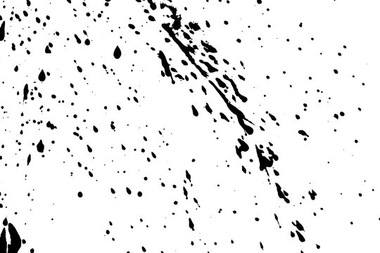Dripping black stains isolated on white background. Flowing black stains, splashes and drips. Trail and drips black stains close up. abstract illustration