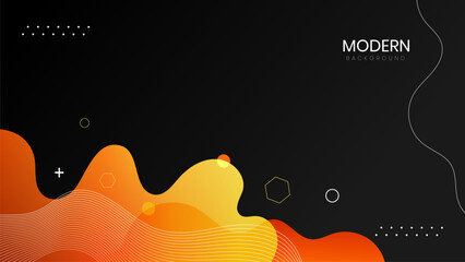 Modern liquid background with orange and black background