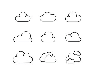 clouds lines collection. cloudy line icon set. Storage solution element, databases, networking, software image, cloud and meteorology icon vector symbol logo illustration line editable stroke line