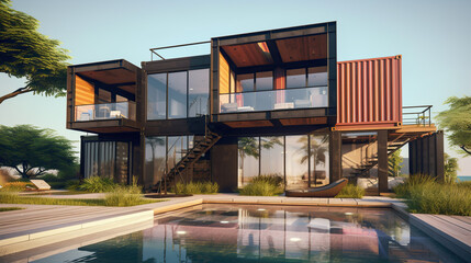 Obraz premium House made of shipping containers.