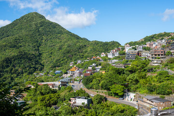 Drone fly over Taiwan Jiufen village