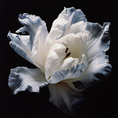 Fototapeta na wymiar White Beautiful Flower on Black Background. Generative ai