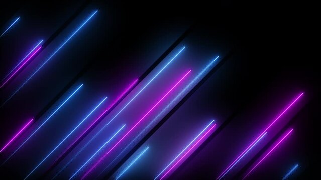 Neon glowing laser lines, abstract technology background. Seamless loop animation