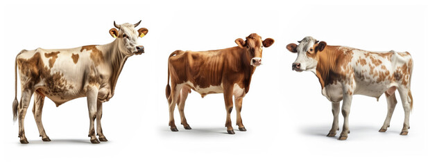 Group of cow isolated on white background, Generative AI