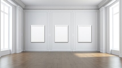 Empty white room for posters mock-up. Template design
