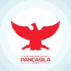 Selamat Memperingati Hari Lahir Pancasila 1 Juni Translation : Happy Commemorating the Birthday of Pancasila June 1 Vector Illustration. Happy Pancasila Day