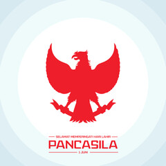 Selamat Memperingati Hari Lahir Pancasila 1 Juni Translation : Happy Commemorating the Birthday of Pancasila June 1 Vector Illustration. Happy Pancasila Day