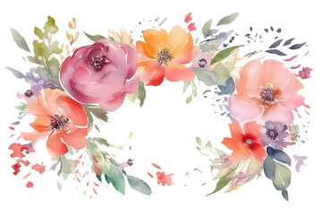 Floral decoration wedding background with colorful flowers on white background, AI Generative AI
