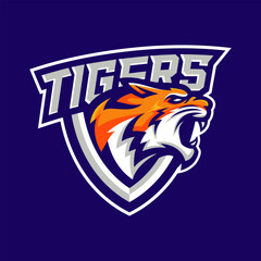 Tiger angry mascot logo esport design vector illustration