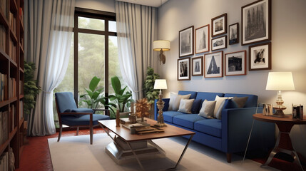  Room with blue walls.