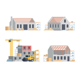 Vector element construction site buildings for city illustration