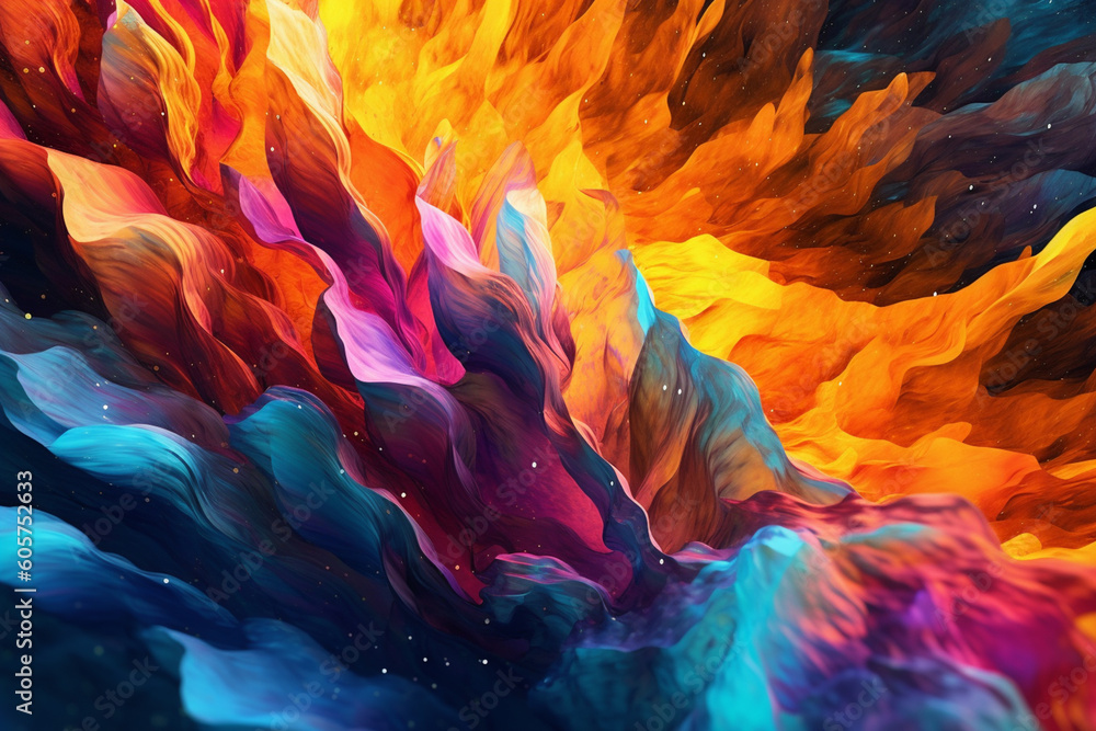 Aufkleber an abstract digital painting with swirling patterns and vibrant colors, invoking a sense of energy, 