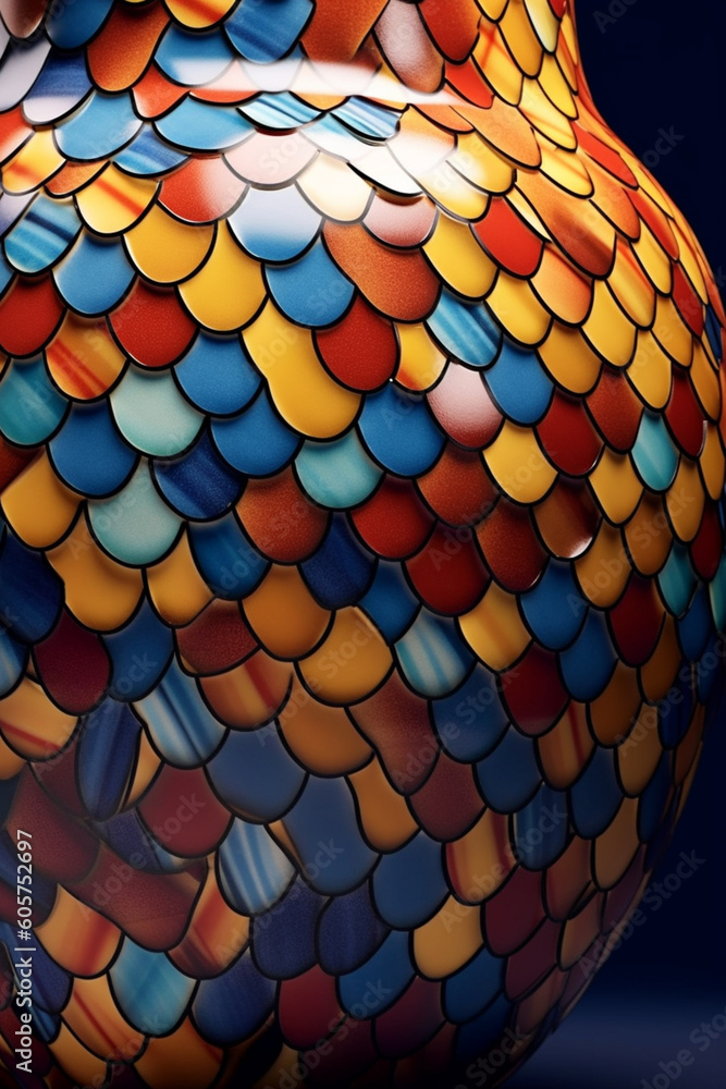 Poster a series of ceramic sculptures inspired by geometric forms and patterns, showcasing the artist's met