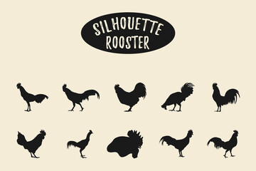 Rooster silhouettes, Chicken silhouettes