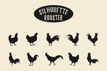 Rooster silhouettes, Chicken silhouettes