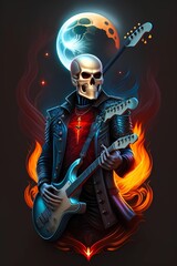 skeleton playing guitar
