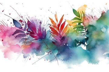 Beautiful watercolor palm trees on the tropical island, AI Generative AI