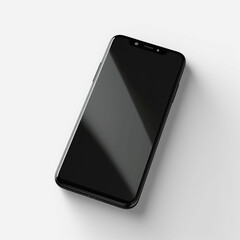 A black smartphone on a white background. Generative AI image