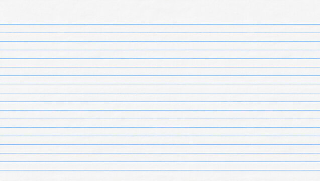 sheet of lined paper, flashcards, notebook, blank white landscape sheet with blue lines, realistic texture