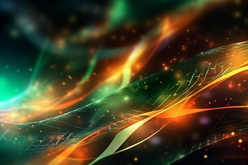 Obraz premium abstract futuristic background with glowing neon moving high speed wave lines and bokeh lights. Data transfer concept Fantastic wallpaper. Generative AI