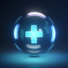 Obraz premium Bubble icon with a cross on it. Generative AI image