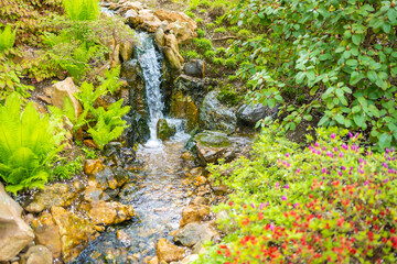 Japanese garden is part of botanic garden in Prague