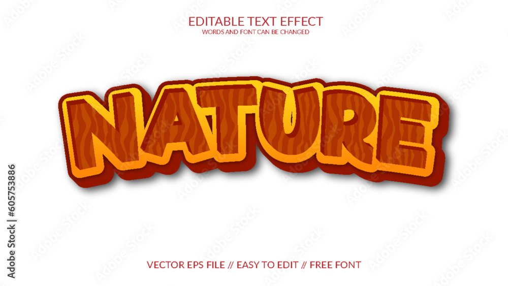 Wall mural nature 3d vector eps text effect template