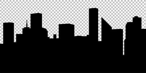 Obraz premium City skyline on transparent background in black colors. Vector Illustration.