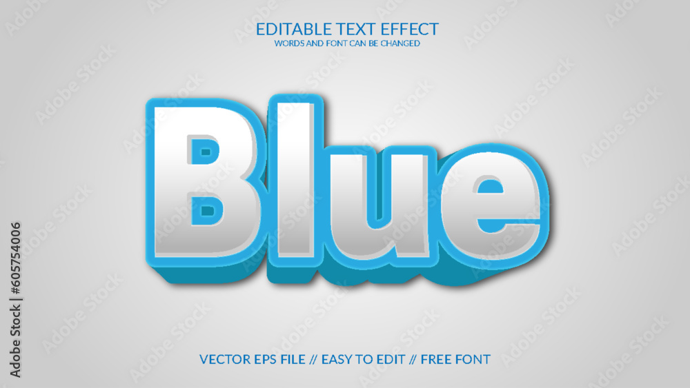 Wall mural blue 3d vector eps text effect template