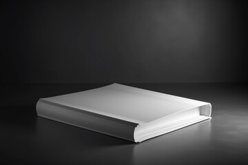 Empty white book on grey background, 3d mockup. Generative AI image - obrazy, fototapety, plakaty