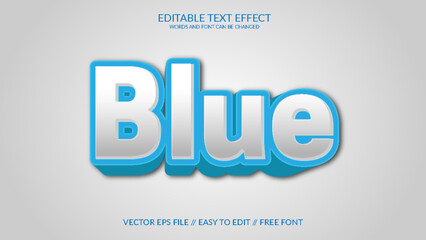 Blue 3D Vector Eps Text Effect Template 