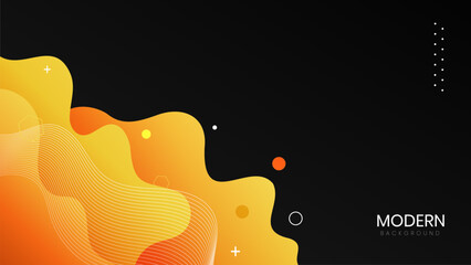 Modern liquid background with orange and black background