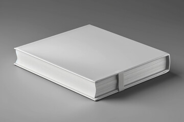 Empty white book on grey background, 3d mockup. Generative AI image