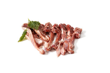 Raw lamb ribs, isolated on a white background.Delicious lamb rib, succulent and tender. Carnivorous pleasure in every bite. An irresistible delicacy that awakens the senses.