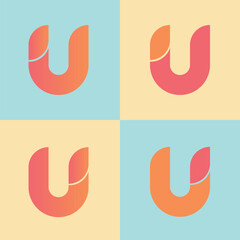Abstract letter U logo icon design minimal style illustration, logotype symbol, modern letter U logo icon set