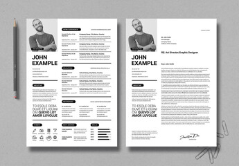 Resume and CV Template in Tabular Layout in Black and White Colors