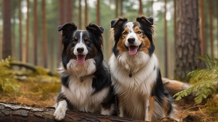 Fototapeta premium border collie dog spring portrait in green fields
