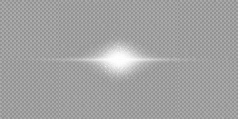 White horizontal light effect of lens flares