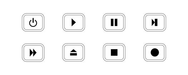 Media player icons. design media player Music, interface, buttons collection. Vector Illustration
