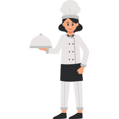 Dish Female Chef Illustration