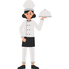 Dish Female Chef Illustration