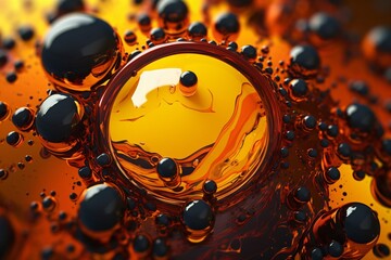 A close up of a oil liquid with black and orange color