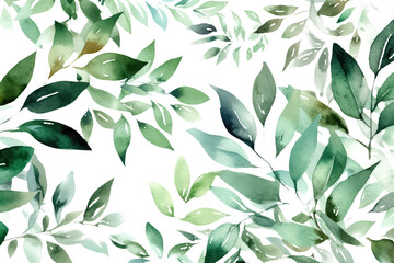 Obraz na płótnie Canvas pattern with green watercolor leaves. AI Generative AI